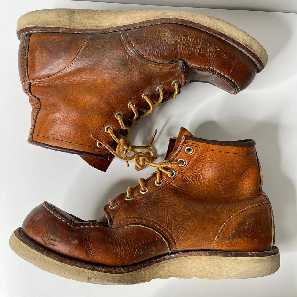 Red Wing CLASSIC MOC 865 BOOT IN ORO LEGACY LEATHER Size 9.5 DISTRESSED - Picture 7 of 15